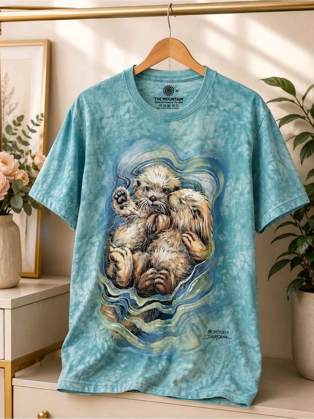 The Mountain Otter trGraphic Tee - Teal Tie-Dye